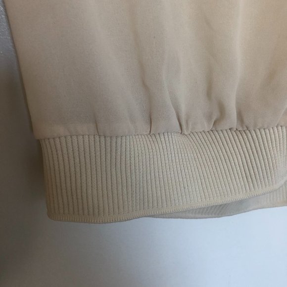 VINTAGE Daniel Martin by Boyd Babbitt Sheer Cream Long Sleeve V-Neck Blouse Top - Picture 7 of 9